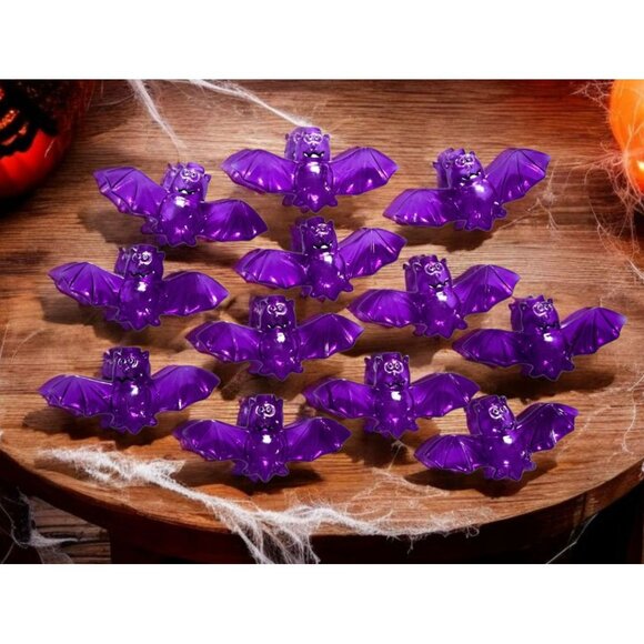 12 Purple Vampire Bat String Light Covers Halloween Party Decor Vintage Crafts - Picture 1 of 7